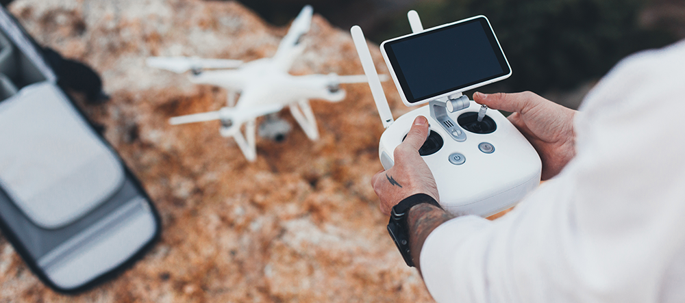 stock aerial video creator photographer prepares drone flight